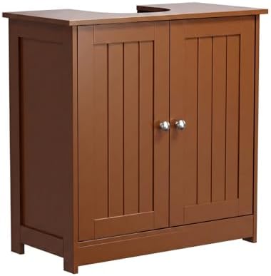 Bonnlo Pedestal Sink Storage Cabinet, 24" Espresso Under Sink Bathroom Storage Cabinet with 2 Doors and Adjustable Shelf, Traditional Bathroom Space Saver Organizer for Small Spaces, Water-Resistant