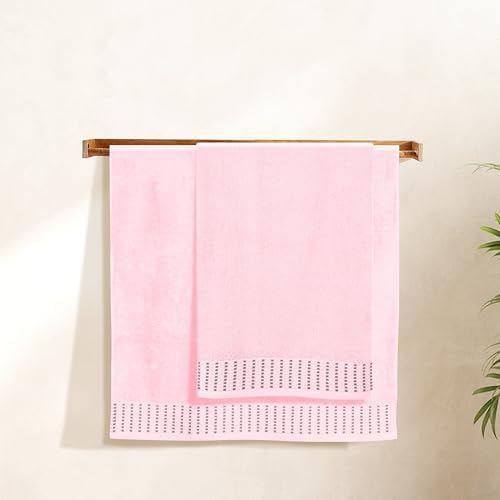 BELIZZI HOME Cotton 2 Pack Oversized Bath Towel Set 28x55 inches, Large Bath Towels, Ultra Absorbant Compact Quickdry & Lightweight Towel, Ideal for Gym Travel Camp Pool - Pink
