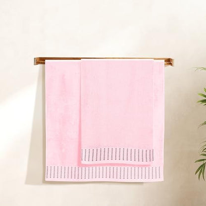 BELIZZI HOME Cotton 2 Pack Oversized Bath Towel Set 28x55 inches, Large Bath Towels, Ultra Absorbant Compact Quickdry & Lightweight Towel, Ideal for Gym Travel Camp Pool - Pink