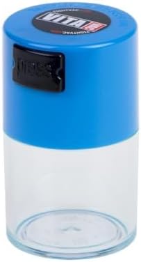 Vitavac - 5g to 20 grams Airtight Multi-Use Vacuum Seal Portable Storage Container for Dry Goods, Food, and Herbs - Light Blue Clear