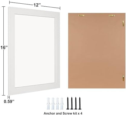 Ruomeng Wall Mirror Rectangle Decorative Mirror 12x16 Inch, White