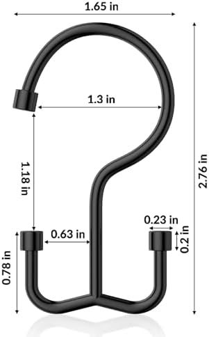Goowin Shower Curtain Hooks, Shower Curtain Rings, Durable Black Shower Curtain Hooks Rust Proof, Shower Rings for Curtain, Double Glide Shower Hooks for Shower Curtain, Black, 24 Pack-Cylinders