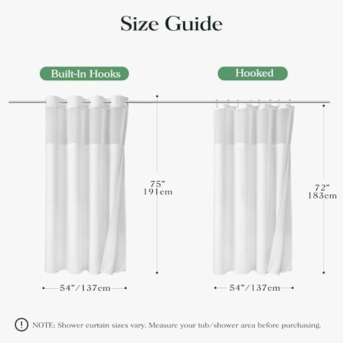 Dynamene White Hook Free Waffle Shower Curtain & Snap-in Fabric Liner,54x75