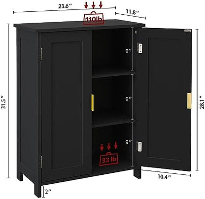 TaoHFE Black Bathroom Storage Cabinet,Bathroom Cabinets Freestanding