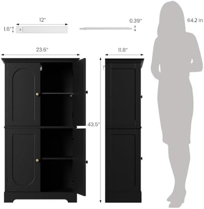 HAIOOU Bathroom Floor Cabinet with Motion Sensor Light - Black