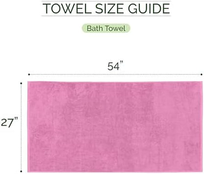 Elegant Comfort 100% Turkish Cotton Corduroy Ribbed Luxury Soft 2 Pack Bath Towels 27 x 54 Inch - Ultra Plush, Absorbent, Quick Dry, Hotel Spa Quality Towels for Bathroom Essentials, Light Pink