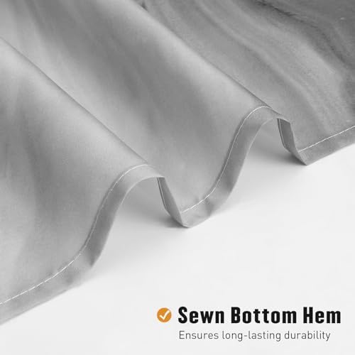 Grey Marble Fabric Shower Curtain, Abstract Watercolor, 36 x 72 Inches
