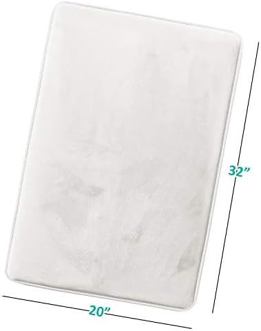 Clara Clark Bathroom Rugs, Velvet Memory Foam Bath Mat, Non-Slip, Machine Washable Bath Rugs - Dries Quickly, Ultra Soft Plush Bath Mats for Bathroom, 20 x 32, Solid White