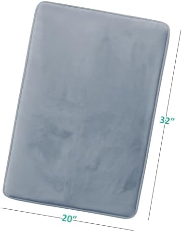 Clara Clark Bathroom Rugs, Velvet Memory Foam Bath Mat, Non-Slip Bath Rugs, Machine Wash, Dries Quickly, Ultra Soft Plush Bath Mats for Bathroom, 20 x 32, Stone Blue