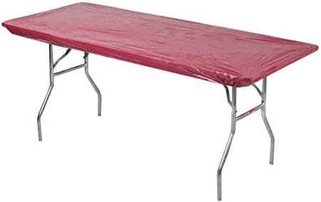 Kwik-Covers 8' Rectangle Plastic Table Covers 30" x 96", Bundle of 5 (Maroon)