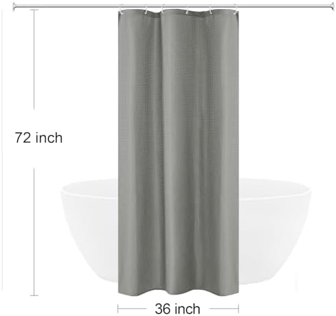 Gibelle Small Stall 230GSM Heavy Duty Grey Shower Curtain, 36 x 72