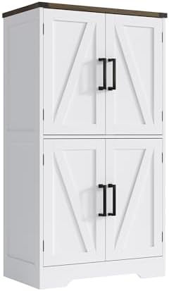 Treocho Farmhouse Bathroom Floor Cabinet with Adjustable Shelves