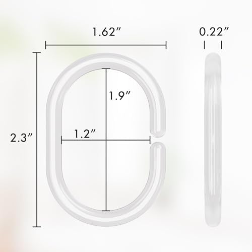 Amazer 24 Pack Clear Plastic Shower Curtain Rings and Hooks - C Shaped for Bathroom Shower Curtains