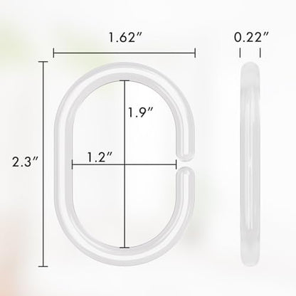 Amazer 24 Pack Clear Plastic Shower Curtain Rings and Hooks - C Shaped for Bathroom Shower Curtains