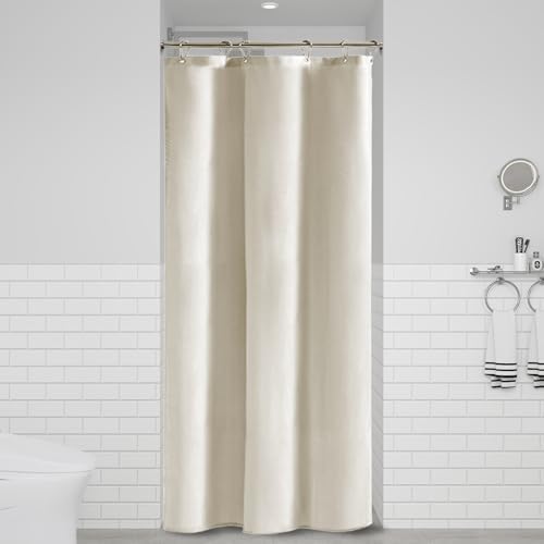 BTTN Linen Textured Waterproof Fabric Shower Curtain, 48x72, Light Cream