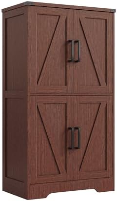 Treocho Farmhouse Bathroom Floor Cabinet with Adjustable Shelves