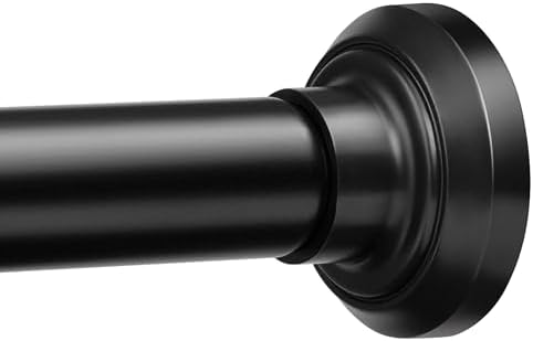 ENJOYBASICS 1" Black Shower Curtain Rod, 30-64" Adjustable, Secure Tension