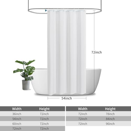 Waterproof Fabric Shower Curtain,No Liner Needed,54x72,White