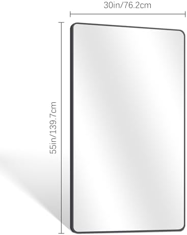 DESBING 30" x 55"Bathroom Mirror, Matte Black Wall Mirror with Metal Frame, Decorative Rectangular Vanity Mirror for Bedroom Bathroom Living Room Entryway (Horizontal/Vertical)
