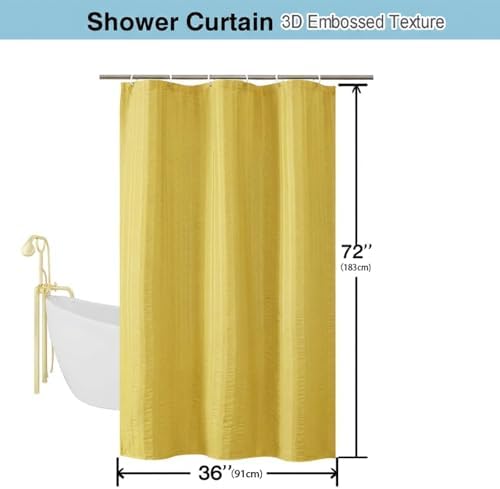 Aiyufeng Moga Lemon Yellow Shower Curtain, 3D Design Fabric Shower Curtains, Premium Spa Quality Modern Shower Curtains for Bathroom, 36"x72", Lemon Yellow