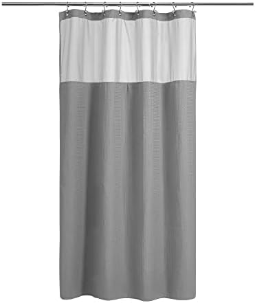 N&Y HOME 48 x 72 Waffle Weave Shower Curtain with Snap-in Liner Set Gray