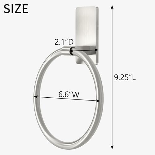 STWWO Hand Towel Holder for Bathroom, Brushed Nickel Towel Ring Adhesive