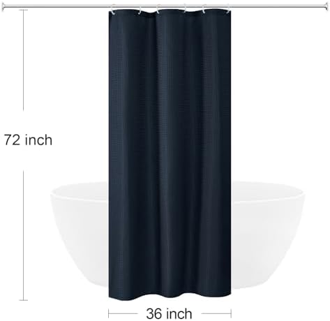 Gibelle Small Stall 230GSM Heavy Duty Navy Blue Shower Curtain, 36 x 72