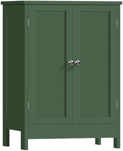 Iwell Bathroom Cabinet, Bathroom Storage Cabinet with 2 Doors & 3 Shelves, 3 Heights Available, for Living Room, Entryway, Home Office, Green