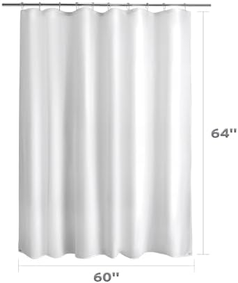 Titanker Small Stall Shower Curtain Liner Washable, 60x64 Inches, White Fabric Shower Liner with 2 Magnets, Waterproof RV Shower Curtain Liner Stall Size Soft Polyester Lightweight, White
