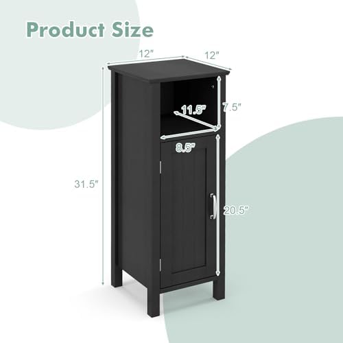 Giantex Narrow Bathroom Storage Cabinet with Adjustable Shelf (Black)