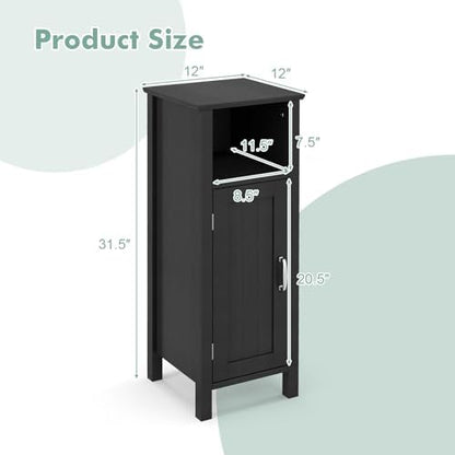 Giantex Narrow Bathroom Storage Cabinet with Adjustable Shelf (Black)