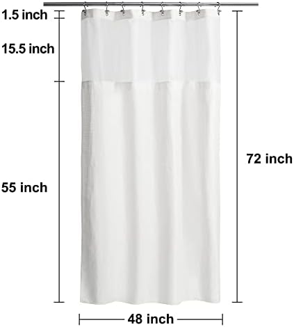 N&Y HOME 48 x 72 Waffle Weave Shower Curtain with Snap-in Liner Set White