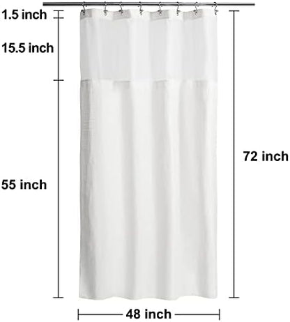 N&Y HOME 48 x 72 Waffle Weave Shower Curtain with Snap-in Liner Set White