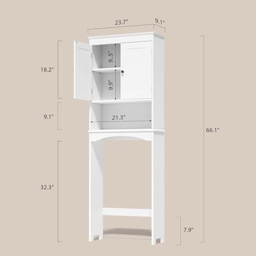 Gizoon Over the Toilet Storage Cabinet with Adjustable Shelf, White