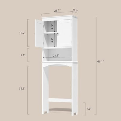 Gizoon Over the Toilet Storage Cabinet with Adjustable Shelf, White