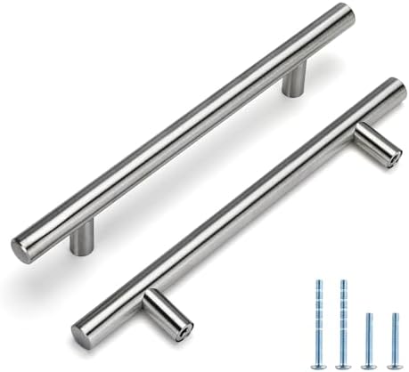 homdiy 200 Pack Drawer Handle Brushed Nickel Kitchen Hardware - HD201SN Cabinet Handles for Kitchen Furniture Hardware Derocative Straight Handle Pull, 8-4/5in Hole Centers