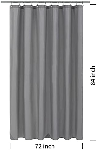 ALYVIA SPRING Extra Long Waterproof Fabric Shower Curtain Liner Grey, 72x84