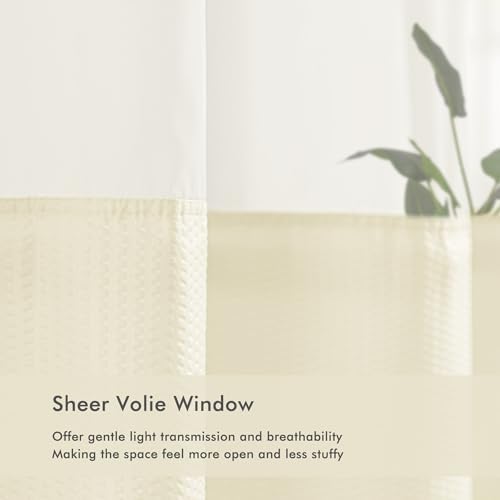 Mrs Awesome No Hook Cream Shower Curtain with Snap-in Fabric Liner 71x74
