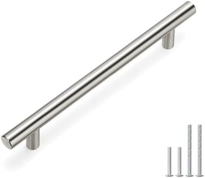 homdiy (100 Pack) Drawer Pulls Brushed Nickel Cabinet Pulls HD201SN Cabinet Hardware Euro Style Drawer Handles 6-1/4in Hole Centers Kitchen Cabinet Handles Cupboard Handles