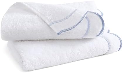 Peri Home 100% Cotton Hand Towel for Bathroom, Embroidered, Soft & Absorbent, 500 GSM, 1 Piece, 16" x 27", White with Blue Scallop