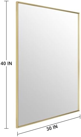 Bathroom Mirror for Wall, 40x30 Inch Framed Vanity Mirror Brushed Gold