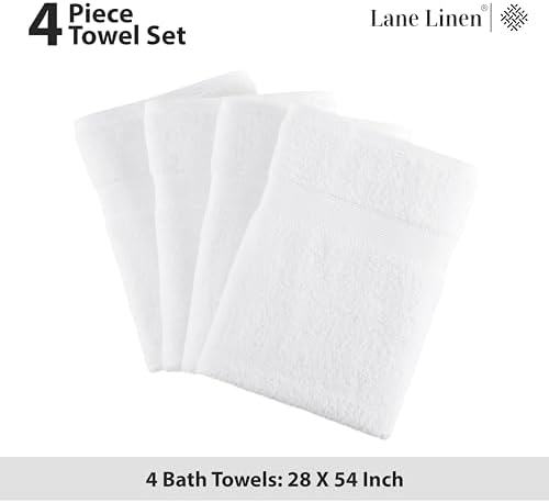 LANE LINEN Large Bath Towel Set Absorbent Quick Dry 100% Cotton - White