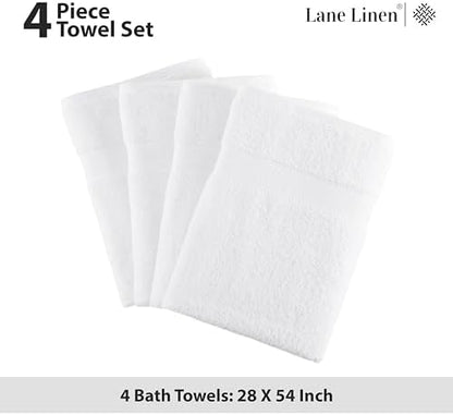 LANE LINEN Large Bath Towel Set Absorbent Quick Dry 100% Cotton - White