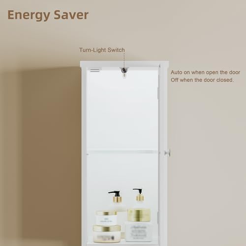 ChooChoo Narrow Bathroom Storage Cabinet with Light, Space Saving