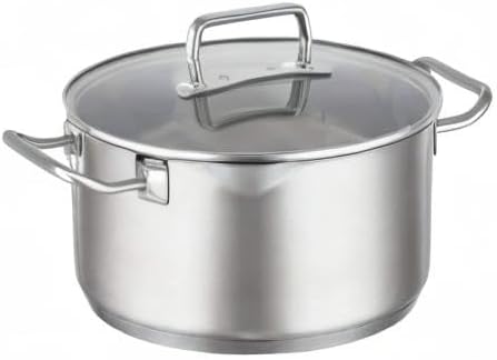 Rösle EXPERTISO Cookware Collection 9.5 in. Stainless Steel High Casserole Pot with Glass Lid