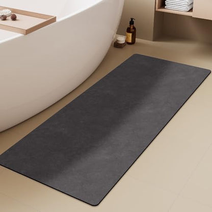 TYUU Thin Bath Mat Runner, Long Bathroom Rugs Non Slip, 24x70 Dark Grey