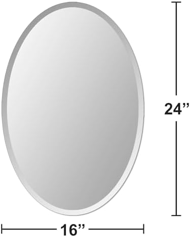 Bathroom Mirror for Over Sink 16" x 24" Oval Frameless Wall Mirror