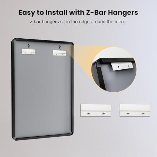 LOAAO 36X36 Inch Black Bathroom Mirror Metal Framed
