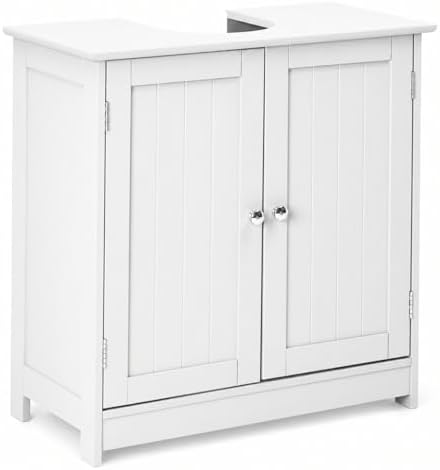 Bonnlo Pedestal Sink Storage Cabinet with 2 Doors Traditional Under Sink Cabinet Bathroom Space Saver Organizer with Adjustable Shelf White 23 5/8" W x 11 7/16" D x 23 5/8" H