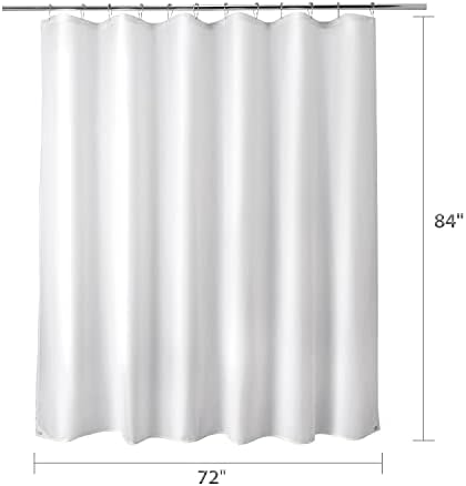 Titanker Extra Long Shower Curtain Liner Washable, 72 x 84 Inches, White Shower Liner Fabric with 2 Magnets, Waterproof Bathroom Long Shower Liner Polyester Soft Lightweight, White